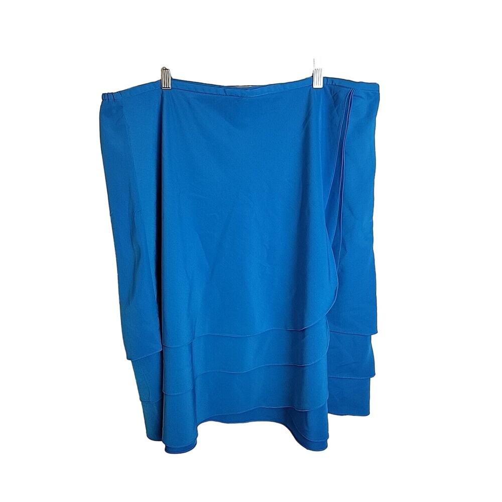 Patti LaBelle Blue Skirt Layered Pull On‎ Straight Wrap Skirt Women's Size 24W